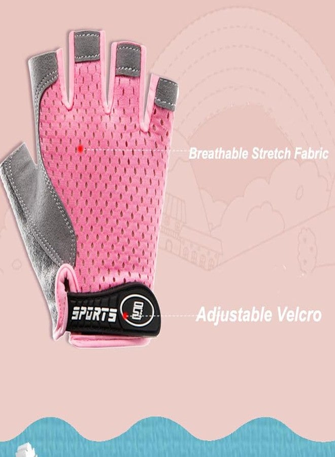 CaySep Kids Half Finger Cycling Gloves-Anti-Slip Lightweight Breathability Stretchy Fingerless Bike Climbing Gloves for Girls Boys 5-9Y - Image 2
